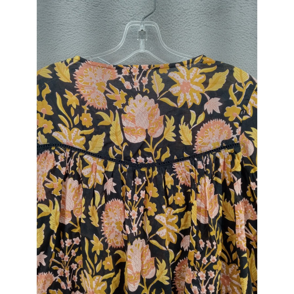 Rachel Zoe Floral Embroidered V-Neck Peasant Long Sleeve Blouse Small Vacation - Picture 6 of 12